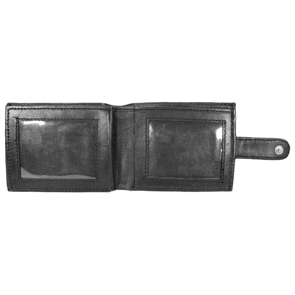 Men Wallet, Lambskin Leather Bifold Black Wallet